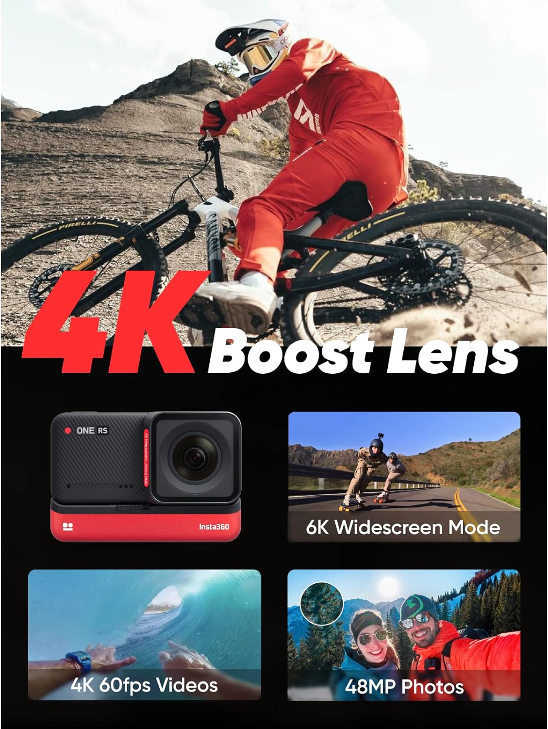 Insta360 ONE RS 4K Edition – Waterproof 4K 60fps Action Camera with ...