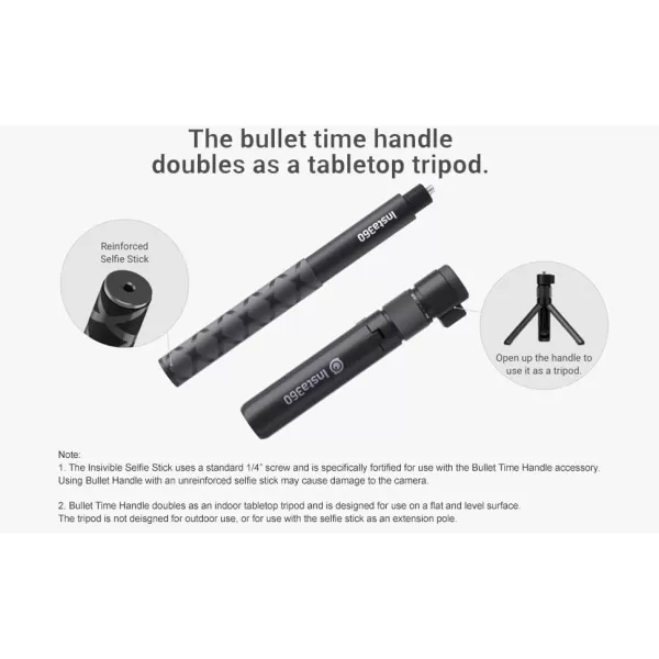 Insta360 Bullet Time Bundle Invisible Selfie Stick Handle with Fold Tripod Stand for X3 ONE X2 ONE RS