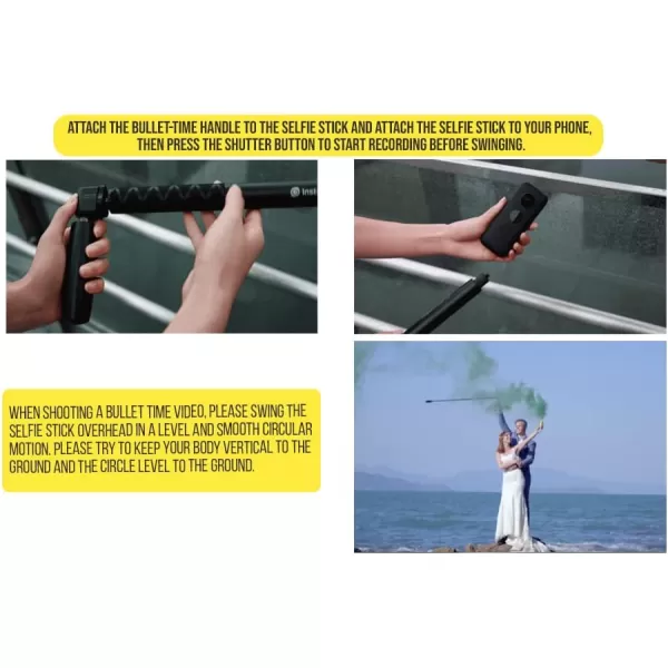 Insta360 Bullet Time Bundle Invisible Selfie Stick Handle with Fold Tripod Stand for X3 ONE X2 ONE RS