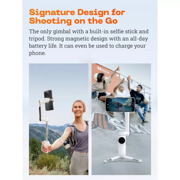 Insta360 Flow Gimbal Stabilizer for Smartphone, Creator Kit - AI-Powered Gimbal, 3-Axis Stabilization, Built-in Tripod, Portable &amp; Foldable, Auto Tracking Phone Stabilizer, Summit White