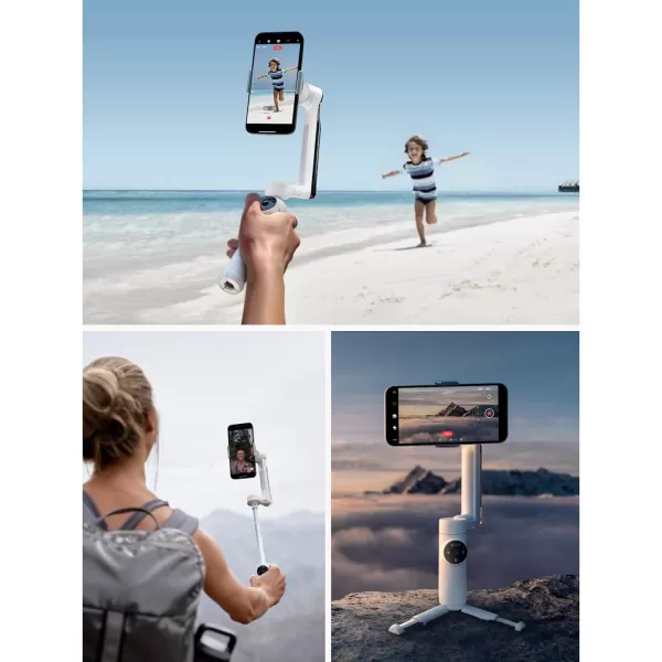Insta360 Flow Gimbal Stabilizer for Smartphone, Creator Kit - AI-Powered Gimbal, 3-Axis Stabilization, Built-in Tripod, Portable &amp; Foldable, Auto Tracking Phone Stabilizer, Summit White