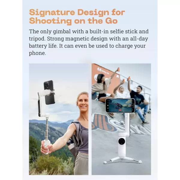 Insta360 Flow Gimbal Stabilizer for Smartphone, Creator Kit - AI-Powered Gimbal, 3-Axis Stabilization, Built-in Tripod, Portable &amp; Foldable, Auto Tracking Phone Stabilizer, Summit White