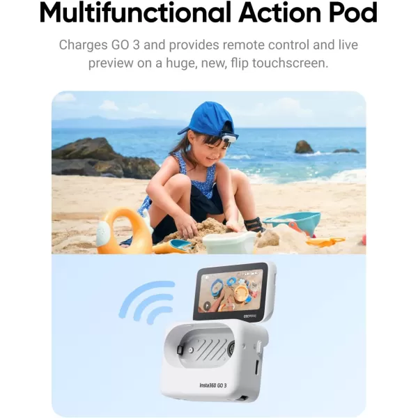 Insta360 GO 3 128GB with Care Warranty Card - Small &amp; Lightweight Action Camera, Portable and Versatile, Hands-Free POV, Mount Anywhere, Multifunctional Action Pod, Waterproof, for Travel, Sports