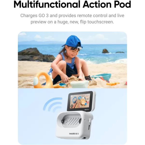 Insta360 GO 3 128GB with Care Warranty Card - Small &amp; Lightweight Action Camera, Portable and Versatile, Hands-Free POV, Mount Anywhere, Multifunctional Action Pod, Waterproof, for Travel, Sports