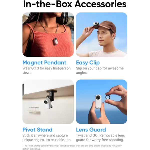 Insta360 GO 3 128GB with Care Warranty Card - Small &amp; Lightweight Action Camera, Portable and Versatile, Hands-Free POV, Mount Anywhere, Multifunctional Action Pod, Waterproof, for Travel, Sports