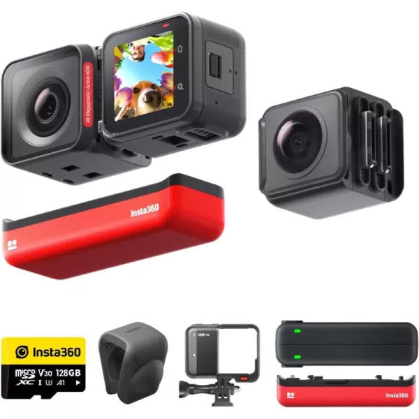 Insta360 ONE RS Twin - Dive Kit Waterproof 4K 60fps Action Camera &amp; 5.7K 360 Camera with Interchangeable Lenses, Stabilization, 48MP Photo, Active HDR, AI Editing