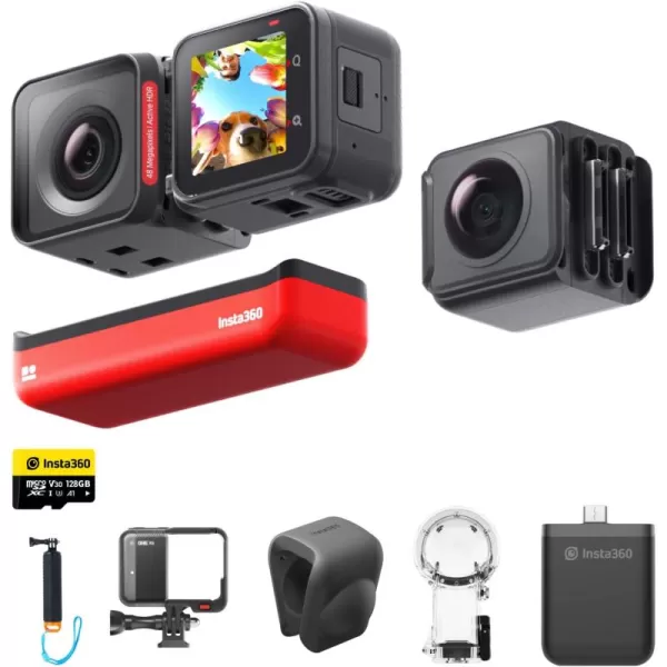 Insta360 ONE RS Twin - Dive Kit Waterproof 4K 60fps Action Camera &amp; 5.7K 360 Camera with Interchangeable Lenses, Stabilization, 48MP Photo, Active HDR, AI Editing
