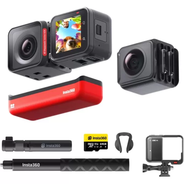 Insta360 ONE RS Twin - Dive Kit Waterproof 4K 60fps Action Camera &amp; 5.7K 360 Camera with Interchangeable Lenses, Stabilization, 48MP Photo, Active HDR, AI Editing