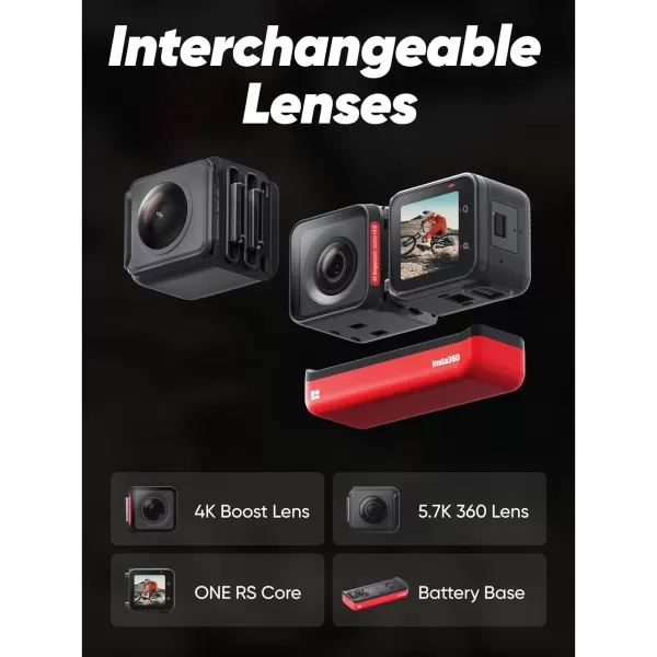 Insta360 ONE RS Twin - Dive Kit Waterproof 4K 60fps Action Camera &amp; 5.7K 360 Camera with Interchangeable Lenses, Stabilization, 48MP Photo, Active HDR, AI Editing