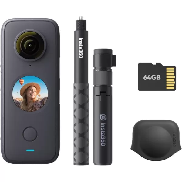 Insta360 ONE X2 360 Degree Waterproof Action Camera, 5.7K 360, Stabilization, Touch Screen, AI Editing, Live Streaming, Webcam, Voice Control
