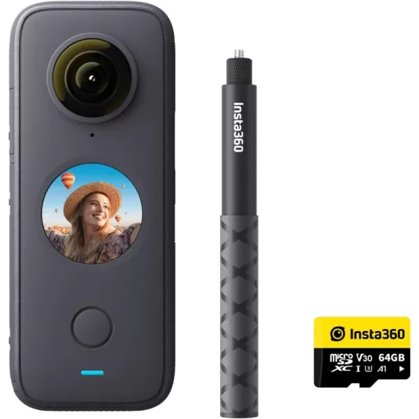 Insta360 ONE X2 360 Degree Waterproof Action Camera, 5.7K 360, Stabilization, Touch Screen, AI Editing, Live Streaming, Webcam, Voice Control