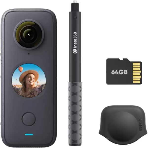 Insta360 ONE X2 360 Degree Waterproof Action Camera, 5.7K 360, Stabilization, Touch Screen, AI Editing, Live Streaming, Webcam, Voice Control