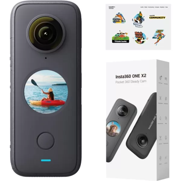 Insta360 ONE X2 360 Degree Waterproof Action Camera, 5.7K 360, Stabilization, Touch Screen, AI Editing, Live Streaming, Webcam, Voice Control