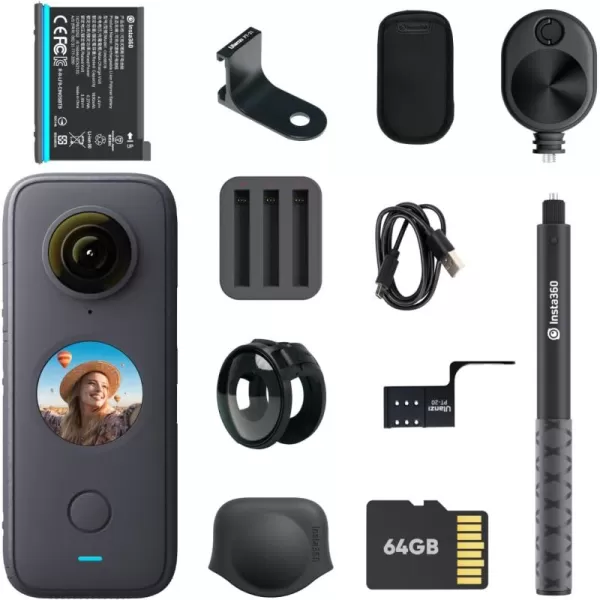 Insta360 ONE X2-360 Degree Waterproof Action Camera, 5.7K 360, Stabilization, Touch Screen, AI Editing, Live Streaming, Webcam, Voice Control )
