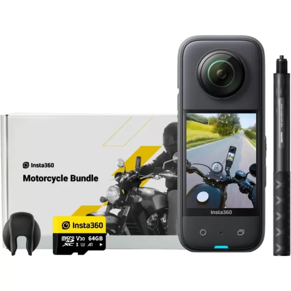 Insta360 X3 Bike Kit - Waterproof 360 Action Camera with 1/2" 48MP Sensors, 5.7K 360 Active HDR Video, 72MP 360 Photo, 4K Single-Lens, 60fps Me Mode, Stabilization, 2.29" Touchscreen, AI Editing)
