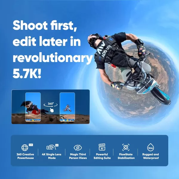 Insta360 X3 Ultimate Kit - Waterproof 360 Action Camera with 1/2" 48MP Sensors, 5.7K 360 Active HDR Video, 72MP 360 Photo, 4K Single-Lens, 60fps Me Mode, Stabilization, 2.29" Touchscreen, AI Editing