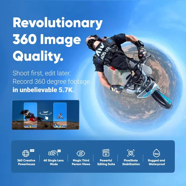 Insta360 X3 Ultimate Kit - Waterproof 360 Action Camera with 1/2" 48MP Sensors, 5.7K 360 Active HDR Video, 72MP 360 Photo, 4K Single-Lens, 60fps Me Mode, Stabilization, 2.29" Touchscreen, AI Editing