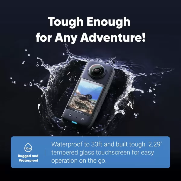 Insta360 X3 with Care Warranty Card - Waterproof 360 Action Camera with 1/2" 48MP Sensors, 5.7K 360 Active HDR Video, 72MP 360 Photo, 4K Single-Lens, 60fps Me Mode, 2.29" Touchscreen