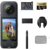 imageInsta360 X4 Creator Bundle  8K Waterproof 360 Action Camera 4K WideAngle Video Invisible Selfie Stick Removable Lens Guards 135 Min Battery Life AI Editing Stabilization for Sports TravelEndurance Bundle 256GB Micro SD Card
