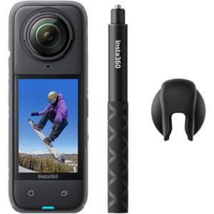 imageInsta360 X4 GPS Bundle 8K Waterproof 360 Action Camera 4K WideAngle Video Invisible Selfie Stick Effect Removable Lens Guards 135 Min Battery Life AI Editing Stabilization for Sports TravelSnowboard Bundle No Micro SD Card