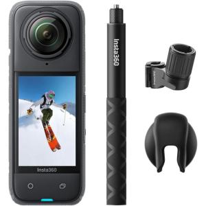 imageInsta360 X4 GPS Bundle 8K Waterproof 360 Action Camera 4K WideAngle Video Invisible Selfie Stick Effect Removable Lens Guards 135 Min Battery Life AI Editing Stabilization for Sports TravelSki Bundle No Micro SD Card