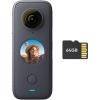 imageInsta360 ONE X2 360 Degree Waterproof Action Camera 57K 360 Stabilization Touch Screen AI Editing Live Streaming Webcam Voice Control MicroSD Card Kit
