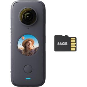 imageInsta360 ONE X2 360 Degree Waterproof Action Camera 57K 360 Stabilization Touch Screen AI Editing Live Streaming Webcam Voice Control MicroSD Card Kit