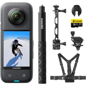 imageInsta360 X3  Waterproof 360 Action Camera with 12quot 48MP Sensors 57K 360 Active HDR Video 72MP 360 Photo 4K SingleLens 60fps Me Mode Stabilization 229quot Touchscreen AI Editing Snow Kit