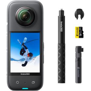 imageInsta360 X3 Bullet Time Kit  360 Action Camera with 57K 360 Active HDR Video 4K SingleLens Camera Waterproof FlowState Stabilization 229quot Touchscreen AI Editing for Motorcycle Wintersports