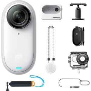 imageInsta360 GO 3 64GB  Water Sports Kit Vlogging Camera for Creators Vloggers Mini Action Camera with Flip Touchscreen Light and Portable HandsFree POV Mount Anywhere Stabilization