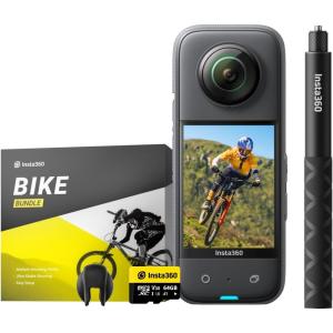 imageInsta360 X3 Bike Kit  Waterproof 360 Action Camera with 12quot 48MP Sensors 57K 360 Active HDR Video 72MP 360 Photo 4K SingleLens 60fps Me Mode Stabilization 229quot Touchscreen AI EditingBike Kit