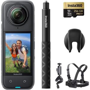 imageInsta360 X4 Bike Bundle  8K Waterproof 360 Action Camera 4K WideAngle Video Invisible Selfie Stick Removable Lens Guards 135 Min Battery Life AI Editing Stabilization for Sports Travel