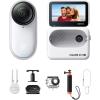 imageInsta360 GO 3S  128 GB Action Bundle Black 4K Tiny Portable Vlogging Camera HandsFree POVs Mount Anywhere Stabilization 140 Min Battery Life 10m Waterproof Pet POVWhite
