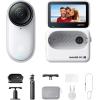 imageInsta360 GO 3S  128 GB Action Bundle Black 4K Tiny Portable Vlogging Camera HandsFree POVs Mount Anywhere Stabilization 140 Min Battery Life 10m Waterproof Pet POVWhite