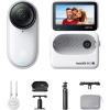 imageInsta360 GO 3S  128 GB Action Bundle Black 4K Tiny Portable Vlogging Camera HandsFree POVs Mount Anywhere Stabilization 140 Min Battery Life 10m Waterproof Pet POVWhite