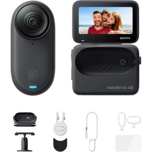 imageInsta360 GO 3S  128 GB Action Bundle Black 4K Tiny Portable Vlogging Camera HandsFree POVs Mount Anywhere Stabilization 140 Min Battery Life 10m Waterproof Pet POVBlack
