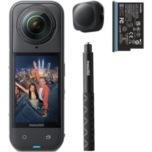 imageInsta360 X5  Waterproof 8K 360 Action Camera Leading Low Light Invisible Selfie Stick Effect Rugged and Replaceable Lens 3Hour Battery Builtin Wind Guard Stabilization Triple AI Chip DesignStarter Bundle
