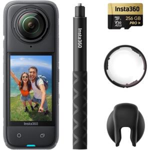 imageInsta360 X4 Invisible Dive Bundle  8K Waterproof 360 Action Camera 4K WideAngle Video Invisible Selfie Stick Removable Lens Guards 135 Min Battery Life AI Editing StabilizationPremium Lens Guards Bundle 256GB Micro SD Card