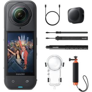 imageInsta360 X5 Invisible Dive Bundle  Waterproof 8K 360 Action Camera Invisible Selfie Stick Effect Leading Low Light 3Hour Battery Clear Audio Stabilization AI Editing Vivid Colors