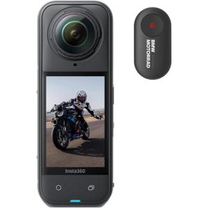 imageInsta360 X5 Motorcycle Bundle  Waterproof 8K 360 Action Camera Rugged ampamp Replaceable Lens 3Hour Battery Clear Audio Stabilization Invisible Selfie Stick Effect Leading Low LightMidnight Black
