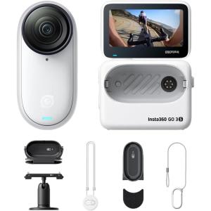 imageInsta360 GO 3S Cycling POV Bundle  128 GB White 4K Tiny Portable Vlogging Camera HandsFree POVs Mount Anywhere Stabilization 140 Min Battery Life 10m Waterproof Pet POV White