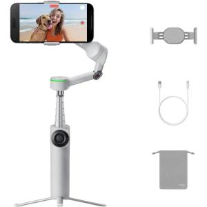 imageInsta360 Flow 2 Pro White  Foldable AI Phone Gimbal Track in 200 iOS Apps MultiPerson ampamp 360 Pan Tracking Builtin TripodSelfie Stick iPhoneAndroid StabilizerStone Grey  Standard Bundle