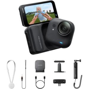 image:imageInsta360 GO Ultra Lifestyle Bundle  Small 4K Vlogging Camera HandsFree POV Cam 1128 Sensor 53g Lightweight 156 FOV 200 Min Battery Life Magnetic Wearable Action Camera for Sports VlogMidnight Black