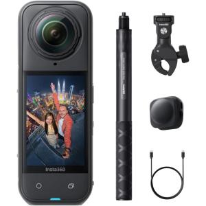 image:imageInsta360 X5  Waterproof 8K 360 Camera Leading Low Light Invisible Selfie Stick Effect Rugged and Replaceable Lens 3Hour Battery Builtin Wind Guard Stabilization Triple AI Chip DesignMotorcycle Bundle