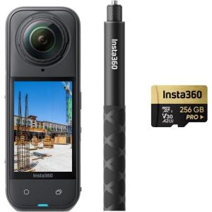 image:imageInsta360 X5  Waterproof 8K 360 Camera Leading Low Light Invisible Selfie Stick Effect Rugged and Replaceable Lens 3Hour Battery Builtin Wind Guard Stabilization Triple AI Chip DesignConstruction Bundle