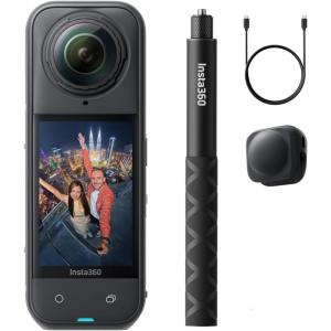 image:imageInsta360 X5  Waterproof 8K 360 Camera Leading Low Light Invisible Selfie Stick Effect Rugged and Replaceable Lens 3Hour Battery Builtin Wind Guard Stabilization Triple AI Chip DesignGetSet Bundle