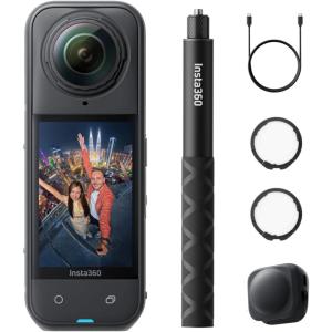 image:imageInsta360 X5  Waterproof 8K 360 Camera Leading Low Light Invisible Selfie Stick Effect Rugged and Replaceable Lens 3Hour Battery Builtin Wind Guard Stabilization Triple AI Chip DesignLens Guards Bundle