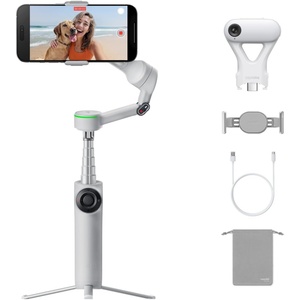 image:imageInsta360 Flow 2 Pro AI Tracker Bundle White  IndustryFirst AI Phone Gimbal with Apple DockKit Pioneering 360 Pan Tracking Free Tilt Builtin TripodSelfie Stick Portable VlogTravel StabilizerStone Grey  AI Tracker Bundle