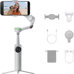 image:imageInsta360 Flow 2 Pro AI Tracker Bundle White  IndustryFirst AI Phone Gimbal with Apple DockKit Pioneering 360 Pan Tracking Free Tilt Builtin TripodSelfie Stick Portable VlogTravel StabilizerStone Grey  Creator Bundle