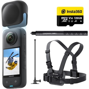 image:imageInsta360 X3 Motorcycle Bundle  Waterproof 360 Camera with 12 48MP Sensors 57K 360 Active HDR Video 72MP 360 Photo 4K SingleLens 60fps Me Mode StabilizationSnow Kit